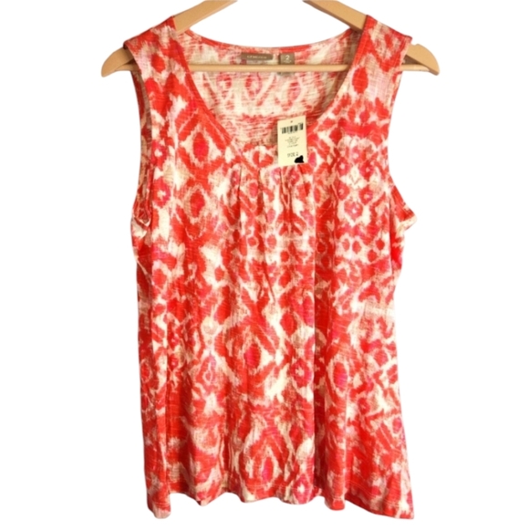 CHICO’S Ikat Pleated Tank Top, size 2 - Picture 1 of 8